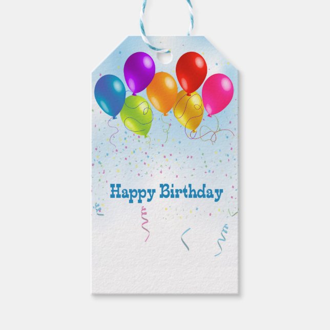 Birthday Balloons Gift Tags (Front)