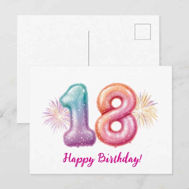 birthday balloons holiday postcard (Front/Back)
