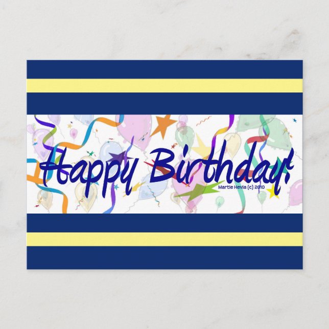 Birthday Balloons III | Blue Beach Song™ Postcard (Front)
