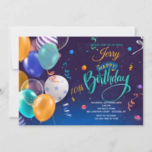 Birthday Balloons Invitation