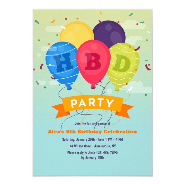 Birthday Balloons Invitation | Zazzle.com