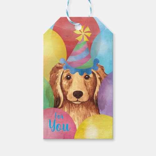 Birthday Balloons Longhaired Dachshund Gift Tags