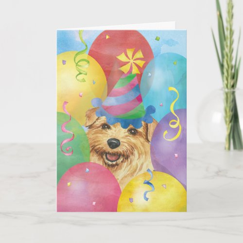 Birthday Balloons Norfolk Terrier Card
