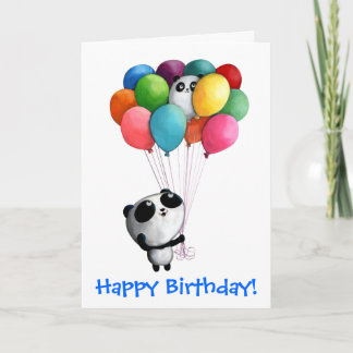 Birthday Balloons Panda Bear Card