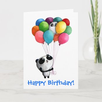 Birthday Balloons Panda Bear Card by partymonster at Zazzle