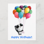 Birthday Balloons Panda Bear Postcard at Zazzle