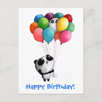 Birthday Balloons Panda Bear Postcard by partymonster at Zazzle