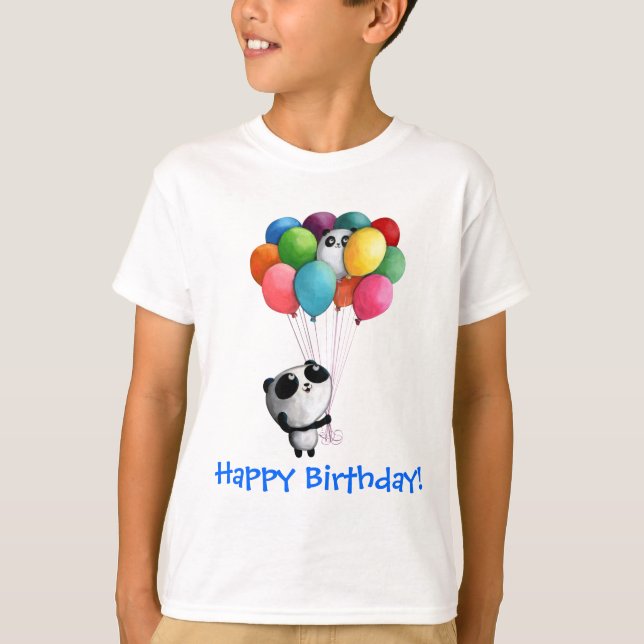 Birthday Balloons Panda Bear T-Shirt (Front)