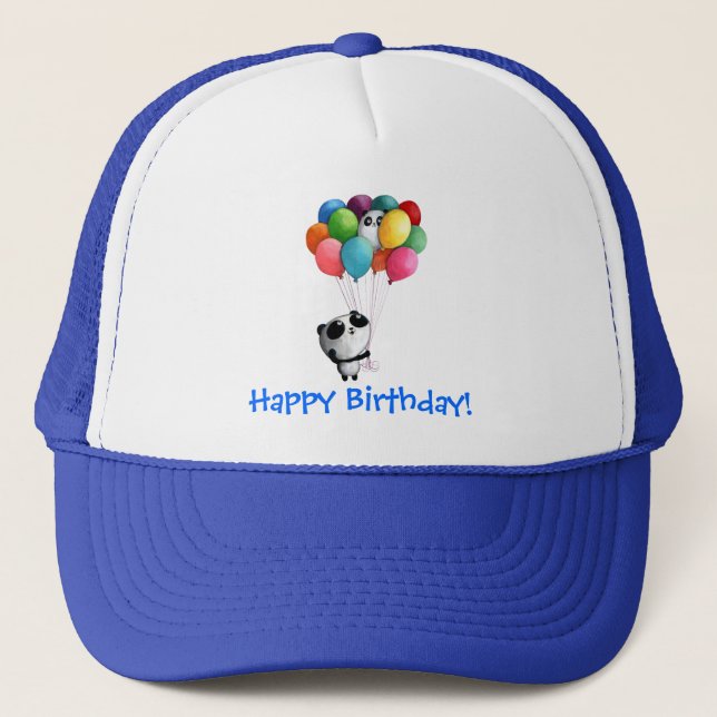 Birthday Balloons Panda Bear Trucker Hat (Front)