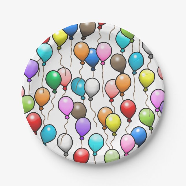 Birthday Balloons Paper Plates (Front)