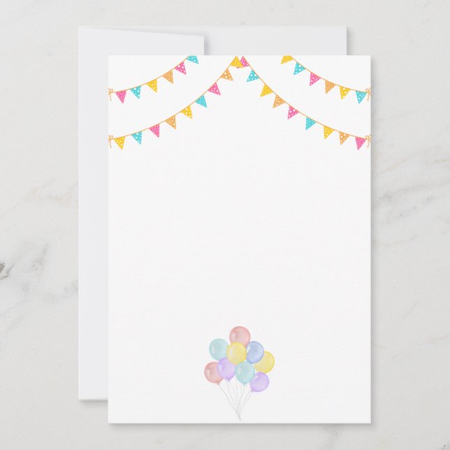 Birthday Balloons Party Invitations Announcement (Front)