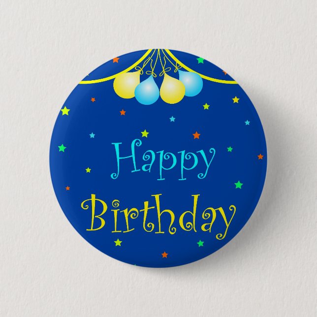 Birthday balloons pinback button (Front)