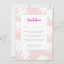 Birthday balloons pink invitation card