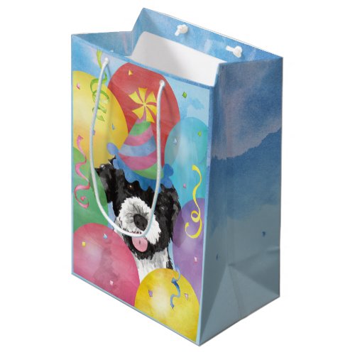 Birthday Balloons Portuguese Water Dog Medium Gift Bag