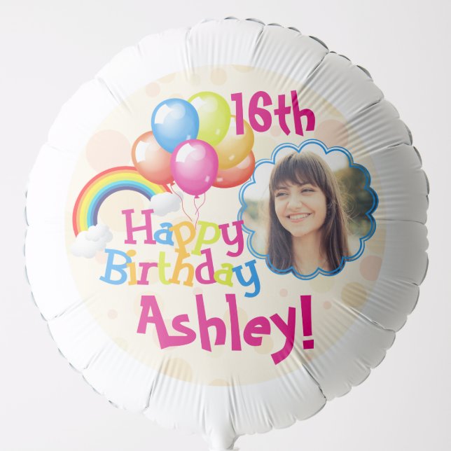 Birthday Balloons Rainbow Add Your Own Photo (Front)