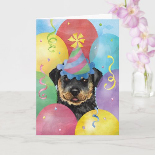 Birthday Balloons Rottweiler Card