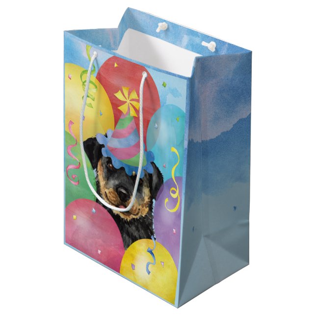 Birthday Balloons Rottweiler Medium Gift Bag (Front Angled)