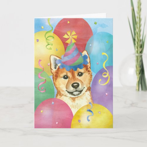 Birthday Balloons Shiba Inu Card