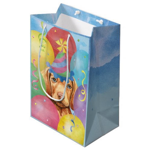Birthday Balloons Vizsla Medium Gift Bag