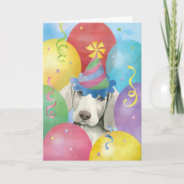 Birthday Balloons Weimaraner Card (Front)
