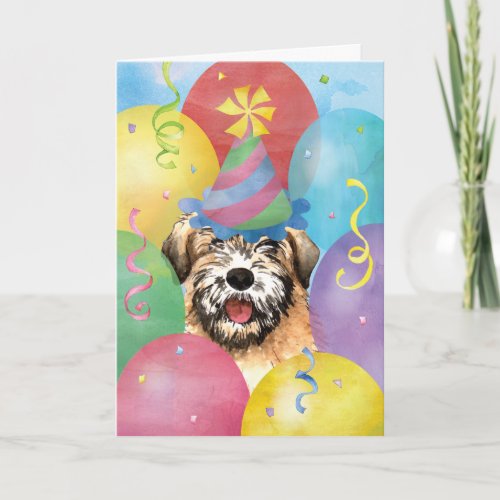 Birthday Balloons Wheaten Terrier Card