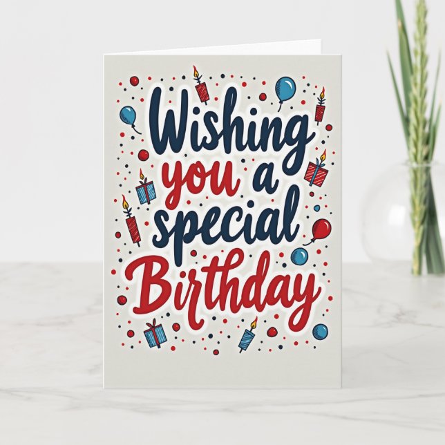 Birthday Balloons Wish Card (Front)