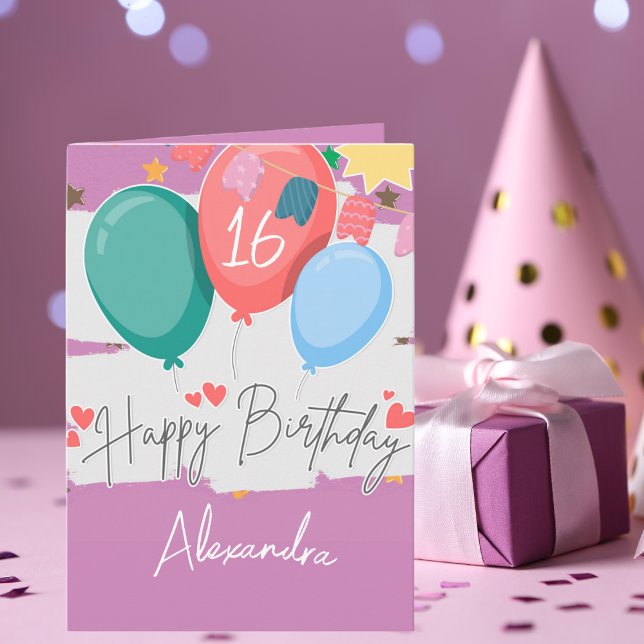 Birthday Balloons with Custom Name & Age Option Card (A cute and colorful Birthday card with the option to add or remove an age and/or name!
)