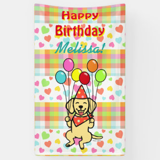 Birthday Balloons Yellow Labrador Banner