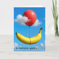 Birthday Banana With Red Balloon