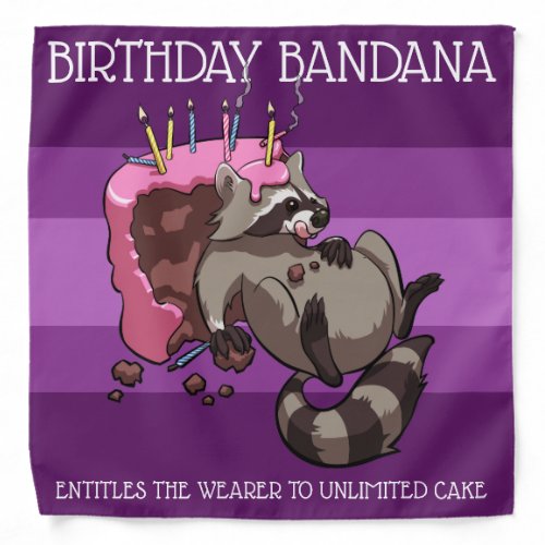 Birthday Bandana Funny Raccoon Cake Cartoon