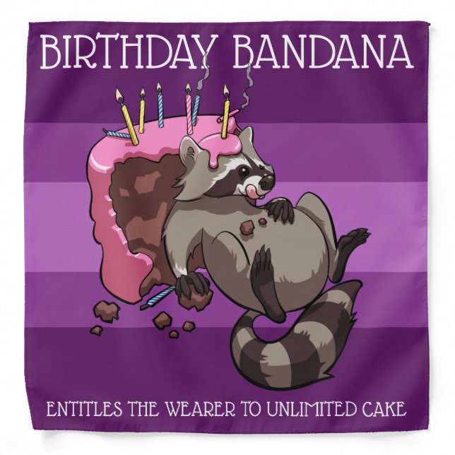 Birthday Bandana Funny Raccoon Cake Cartoon (Front)