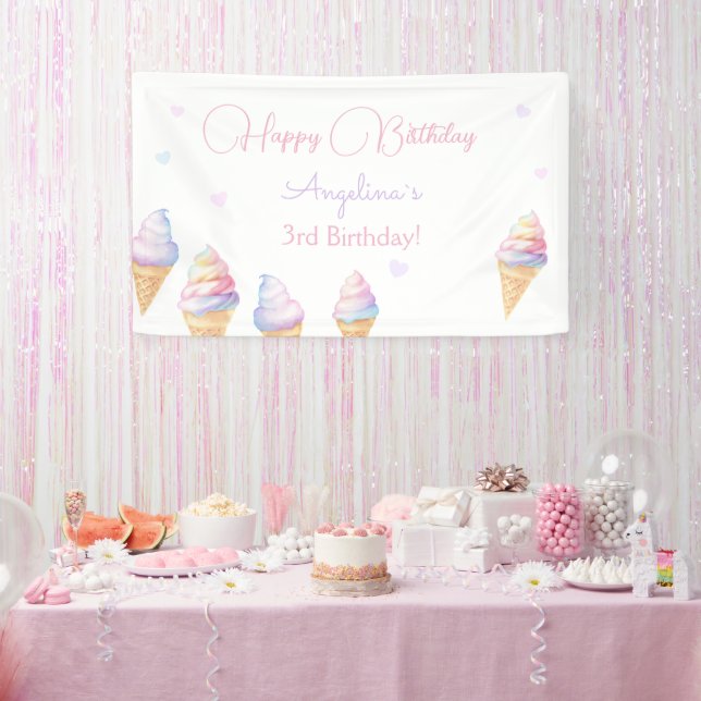Birthday banner ice cream. (Party)