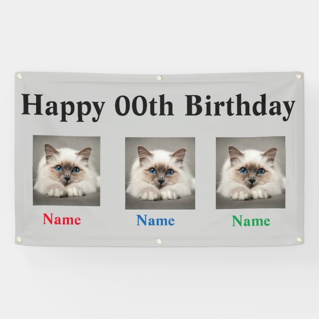 Birthday Banners For Triplets (Horizontal)
