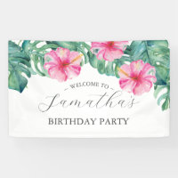 Birthday Banners Sixteenth Tropical Luau