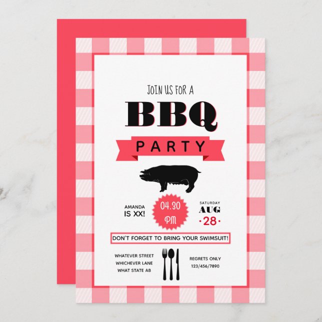 Birthday Barbecue personalized Invitation (Front/Back)