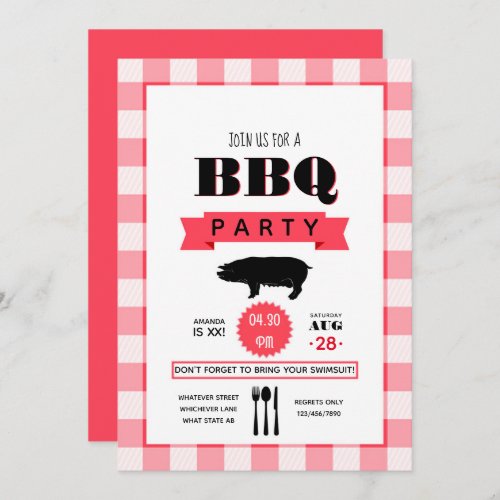 Birthday Barbecue personalized Invitation