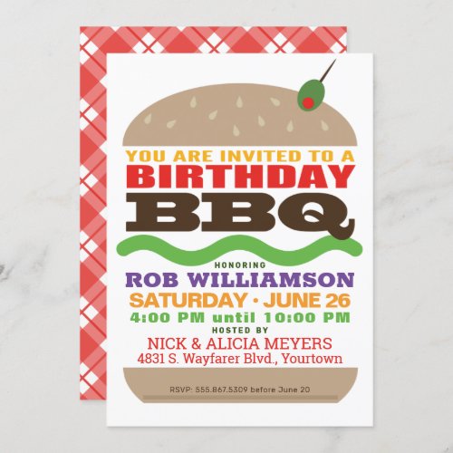 Birthday Barbeque  BBQ Party Invitation