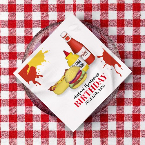 Birthday Barbeque Party BBQ Custom Cocktail Napkins