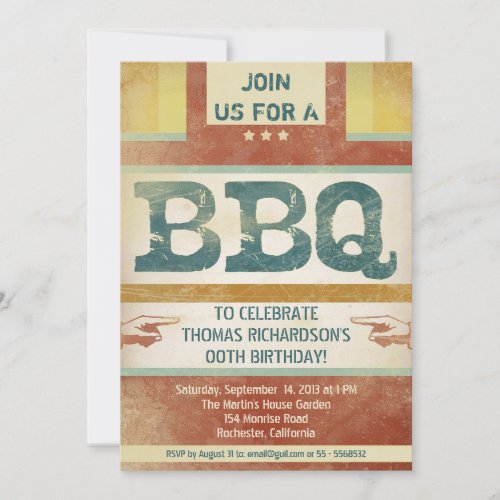 birthday barbeque party invitations vintage style