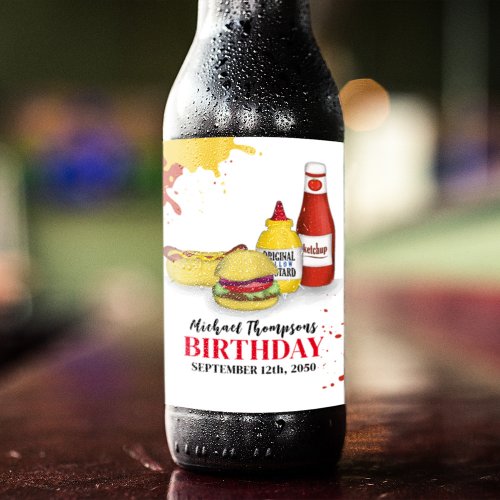 Birthday Barbeque Summer Fun Picnic Beer Bottle Label