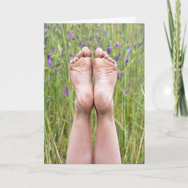 birthday bare feet in wildflowers card (Front)