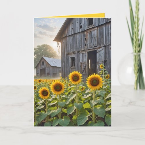 Birthday Barn Sunflowers Card