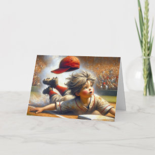 Birthday Baseball Boy Sliding Into Home Plate Card