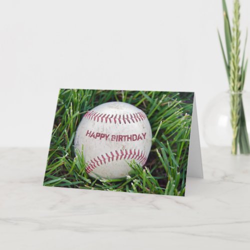 Birthday Baseball In Grass Card