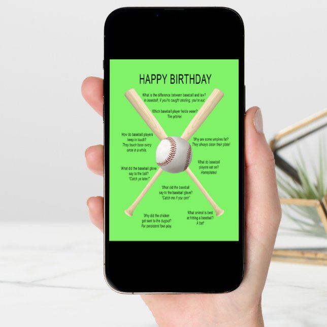 Birthday baseball jokes card (Front Digital)
