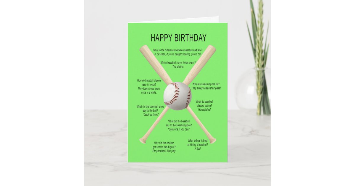Birthday baseball jokes card