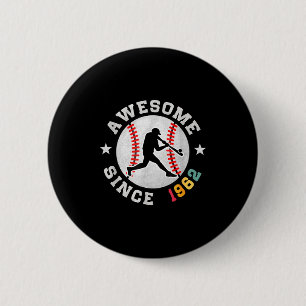 Birthday Baseball Lover Gift 64 Years Old Awesome Button