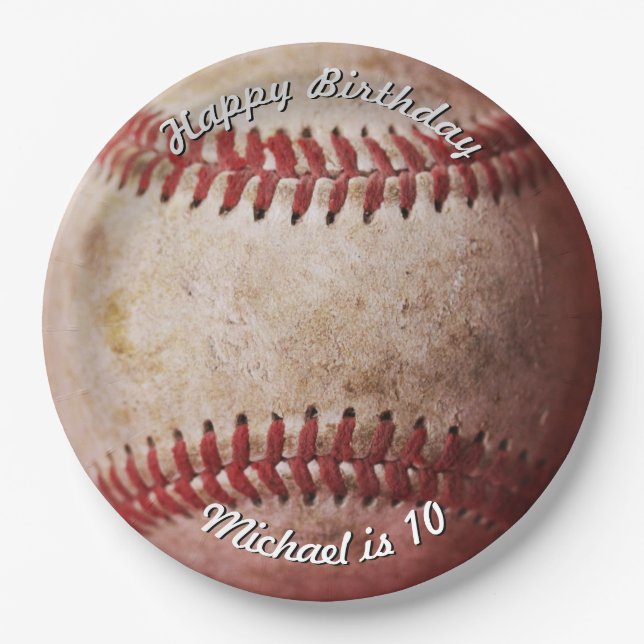 Birthday Baseball Paper Plates (Front)