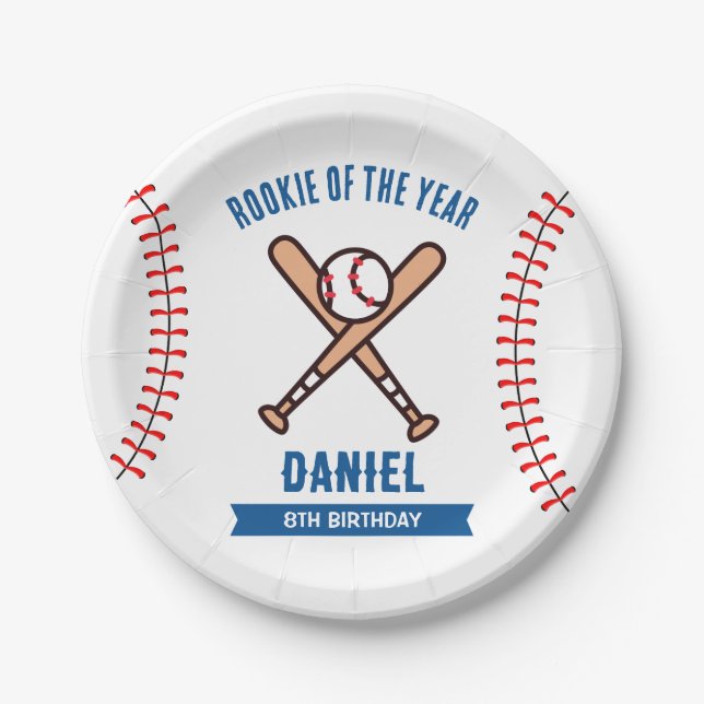Birthday Baseball Party Paper Plates (Front)