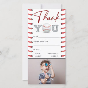 Birthday Baseball Photo Thank You Card